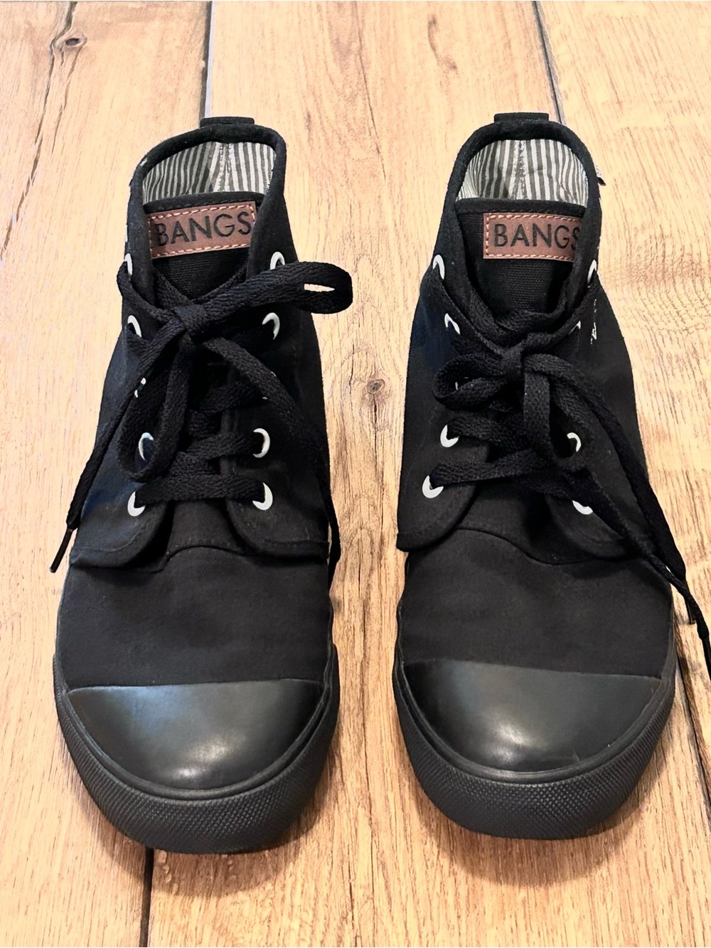BANGS Firefly High Top Vegan Canvas Lace Up Black Onyx Sneaker Women’s 8.5 Men 7 - Picture 3 of 16